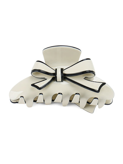 Beau - Acetate Fiber Bow Edge Trim Claw Clip