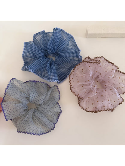 Gifty - Plaid Organza Look Polyester Scrunchie