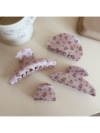 Beau - Pink Floral Print Hair Claw Clip