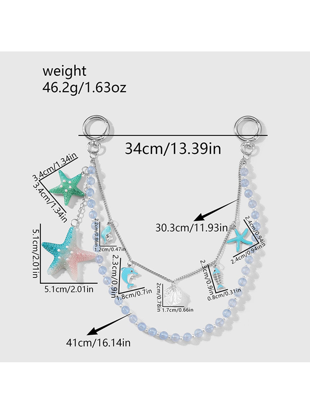 Keypus - Y2K Ocean Beaded Sea Star Bag Charm Keychain