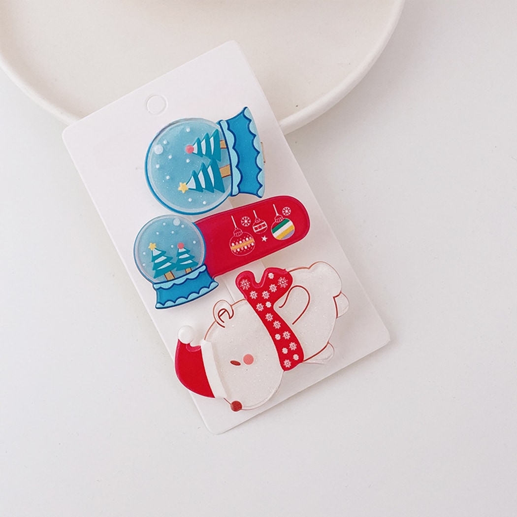 Beau - Cartoon Christmas Santa Reindeer Hair Clip Set