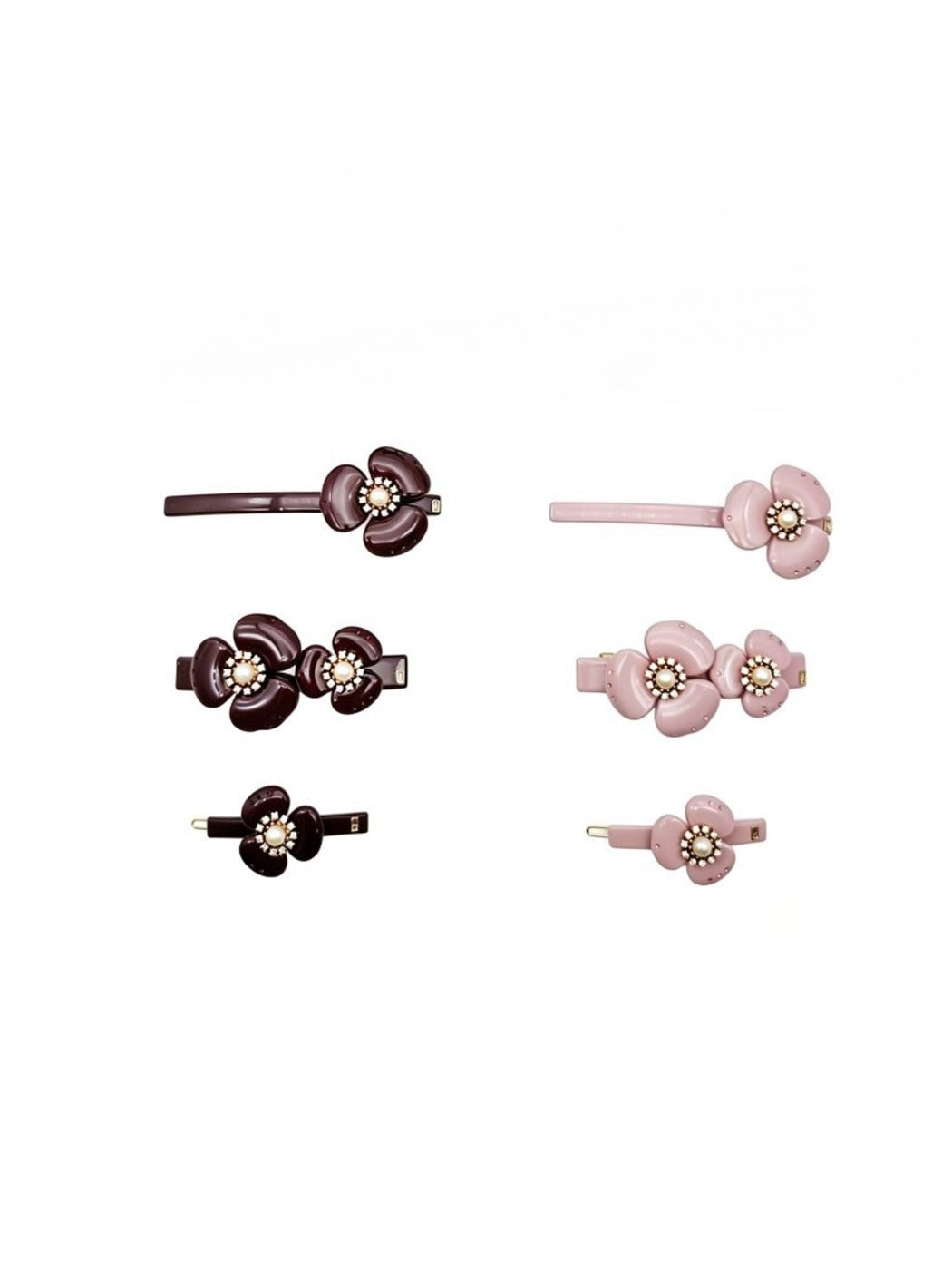 Beau - Glossy Acetate Flower Detail Alloy French Barrette