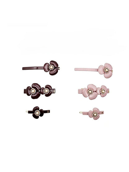 Beau - Glossy Acetate Flower Detail Alloy French Barrette