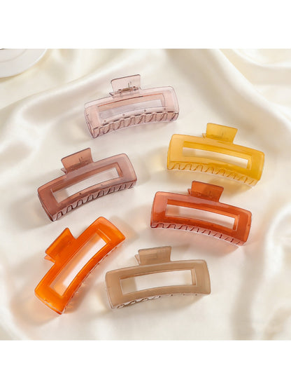 Beau - Solid Color Square Openwork Claw Clip