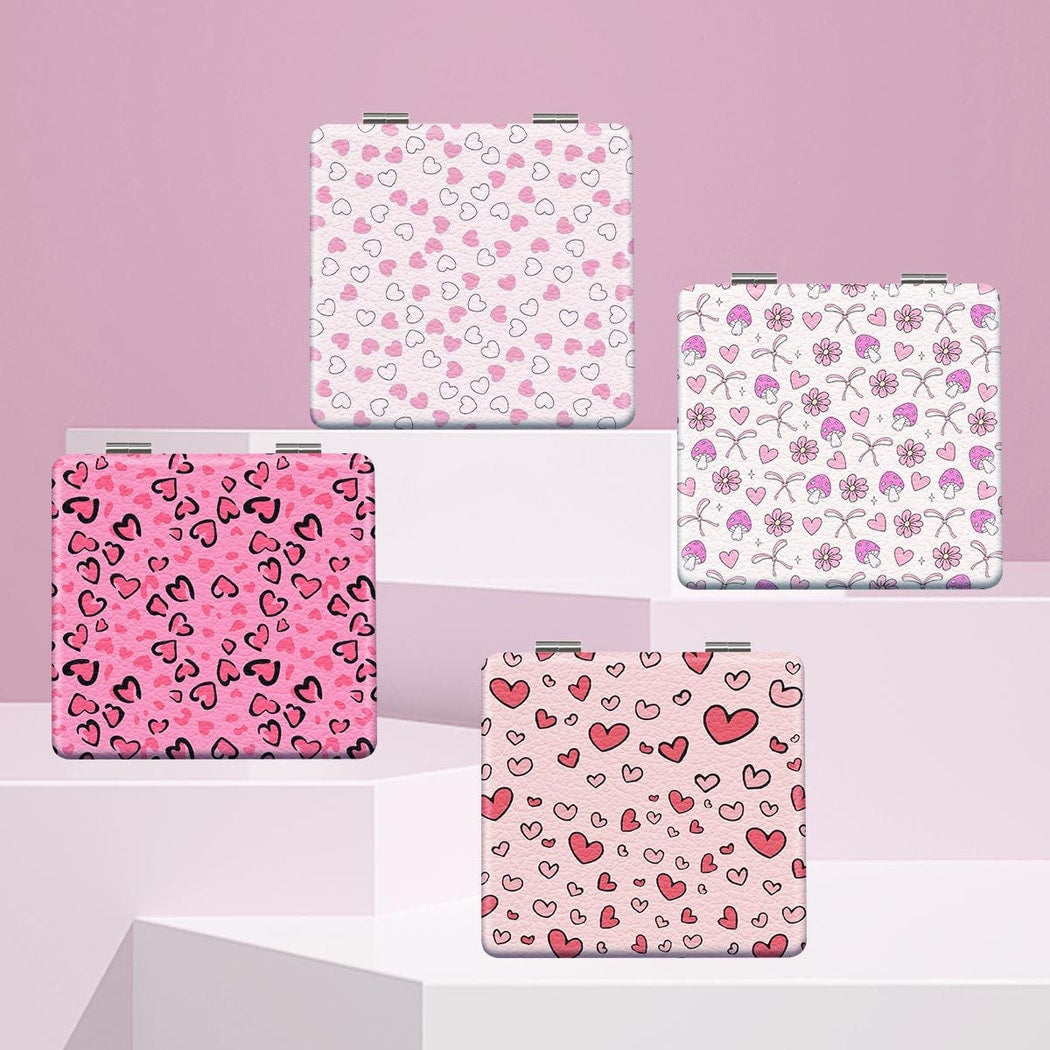 Mirroray - Heart Print Folding Desktop Touch Up Mirror