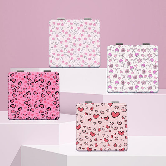 Mirroray - Heart Print Folding Desktop Touch Up Mirror