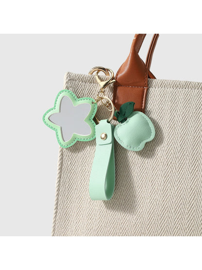 Keypus - Faux Leather Flower Mirror Keychain