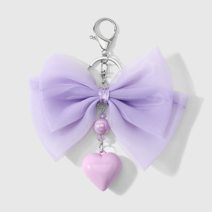 Keypus - Sweet Bow and Heart Charm Keychain
