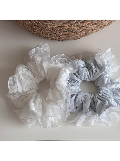 Gifty - Ruffled Openwork Lace Detail Scrunchie