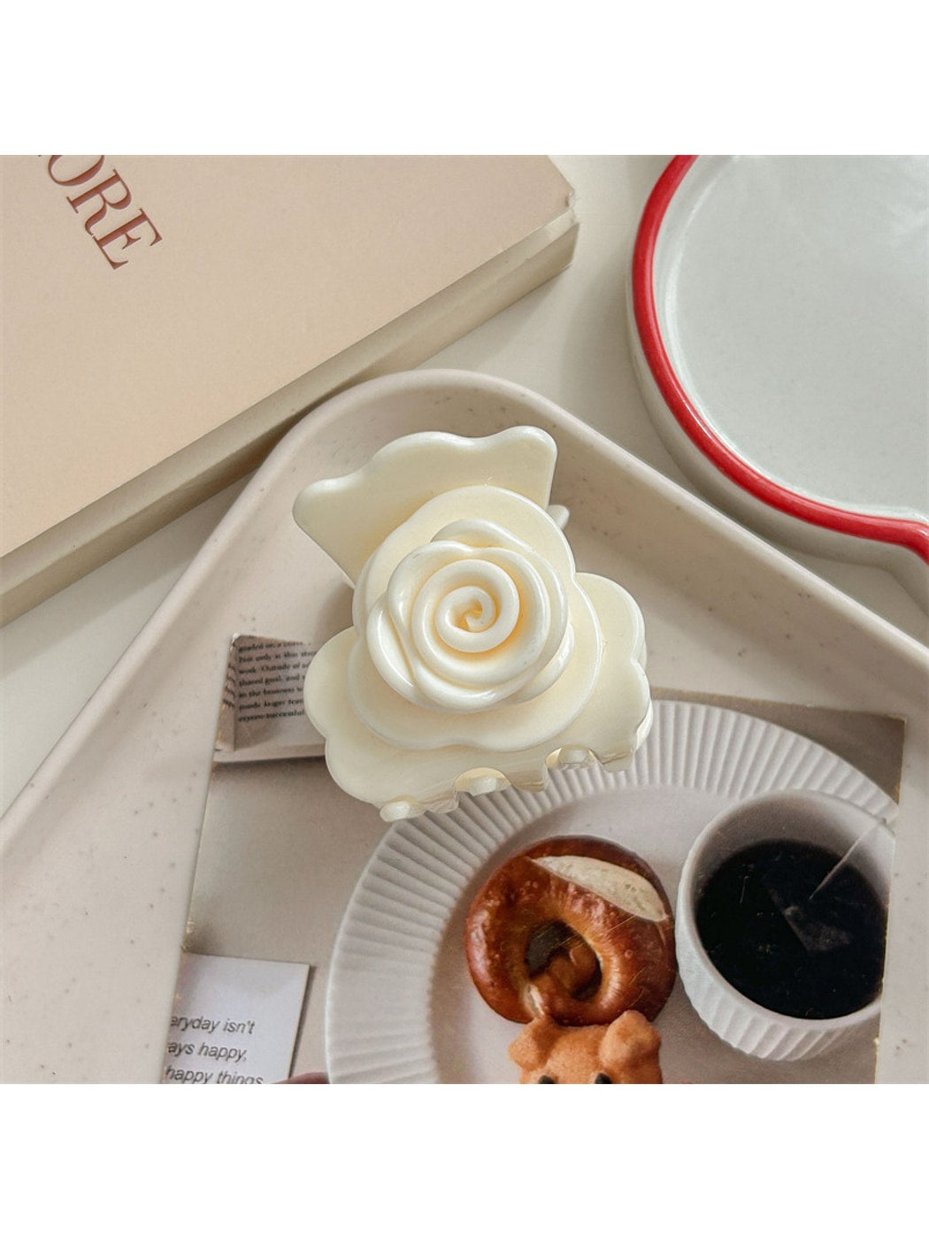 Beau - Glossy Rose Flower Acrylic Alloy Claw Clip