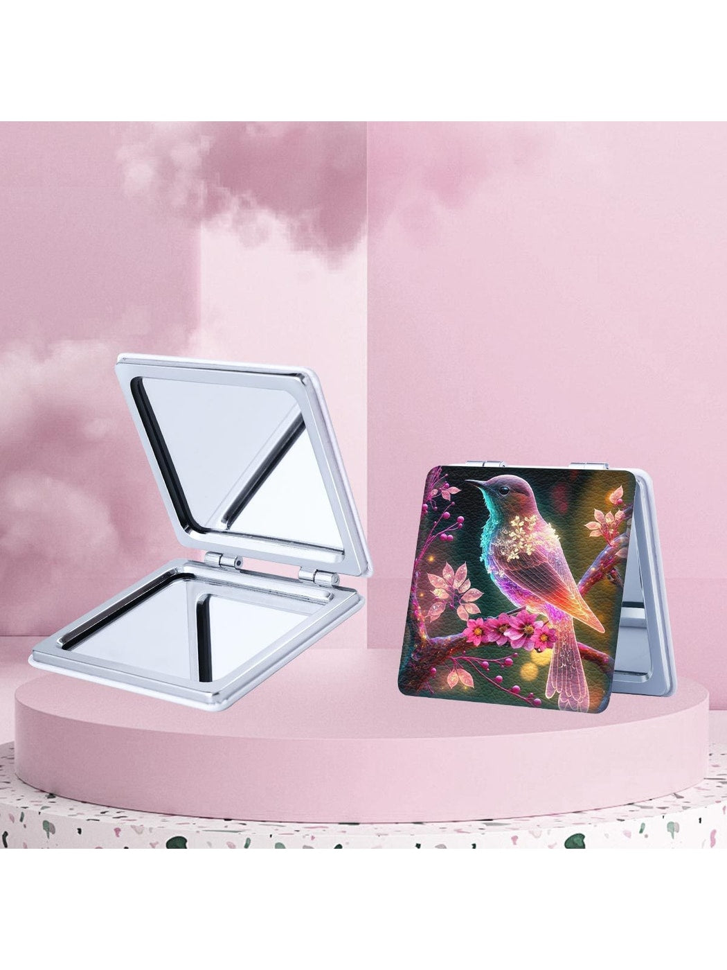 Mirroray - Portable PU Leather Folding Makeup Mirror
