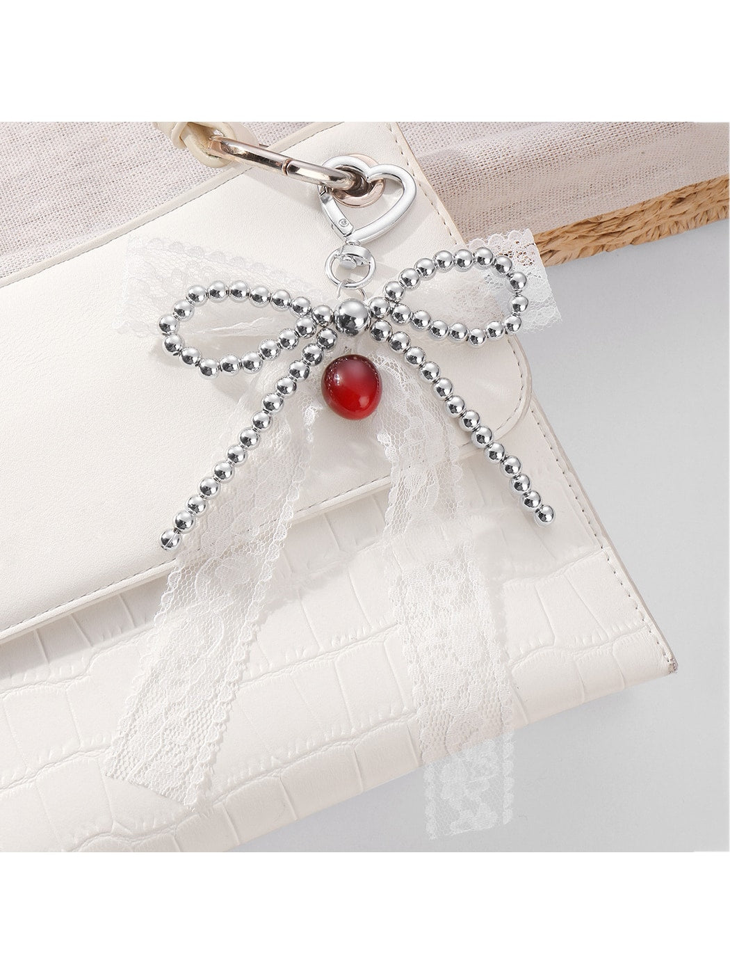 Keypus - Y2K Heart Bow Beaded Bag Charm Keychain