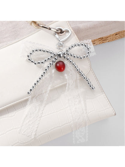 Keypus - Y2K Heart Bow Beaded Bag Charm Keychain