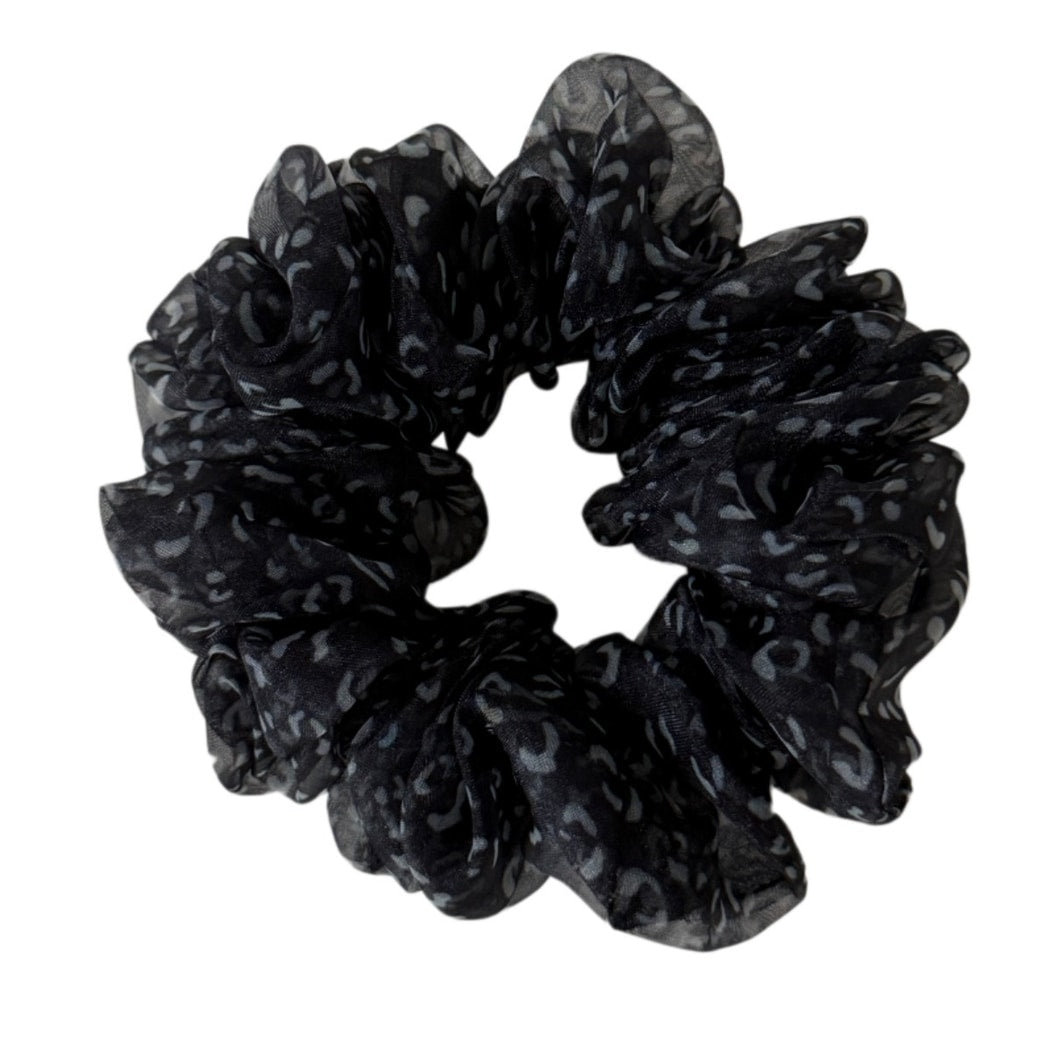Gifty - Leopard Print Ruffled Polyester Scrunchie