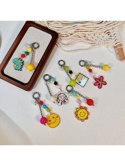 Keypus - Cartoon Beaded Printed Bag Charm Keychain