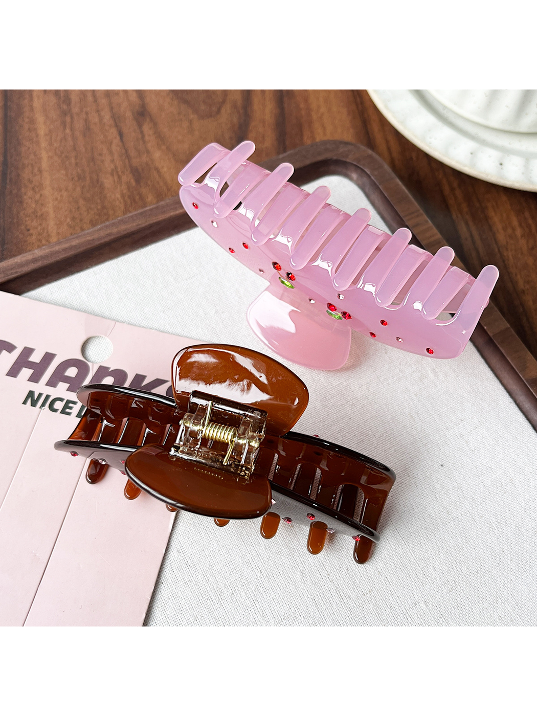 Beau - Cherry Accent Vintage Acetate Hair Claw Clip