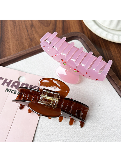 Beau - Cherry Accent Vintage Acetate Hair Claw Clip