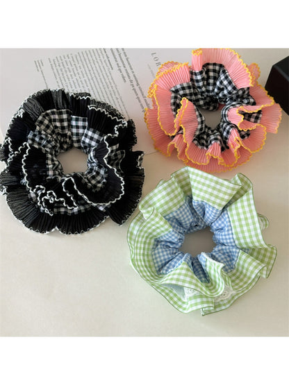 Gifty - Color Blocking Checkered Scrunchie