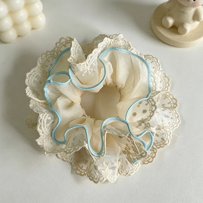 Gifty - Lace Trim Ruffle Polyester Scrunchie