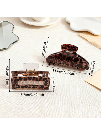 Beau - Vintage Leopard Print Curved Claw Clip