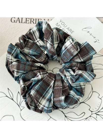 Gifty - Multi Pleated Plaid Scrunchie Hair Ring