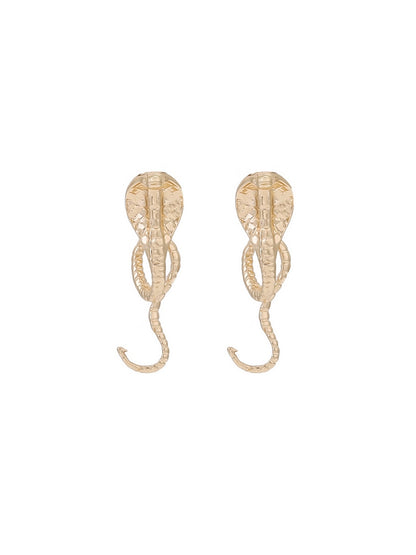 Earedge - Plated Alloy Cobra Shape Dangle Earrings
