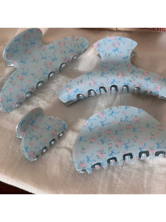Beau - Floral Print Acetate Claw Hair Clip