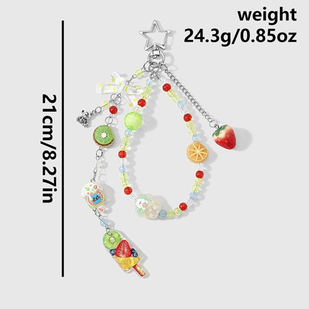 Keypus - Cute Cartoon Fruit Motif Beaded Keychain