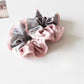 Gifty minimalist scrunchie with modern color blocked design in neutral tones