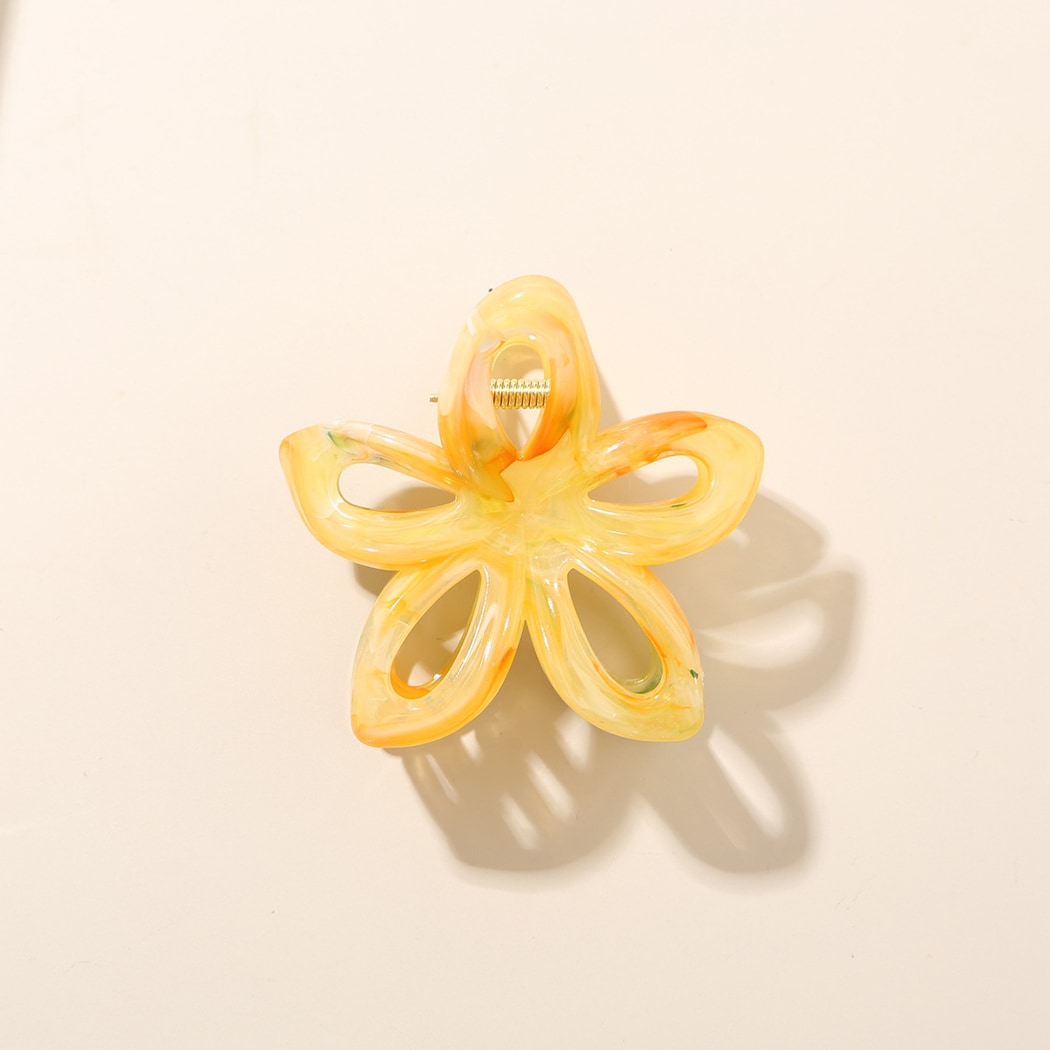 Beau - Marbled PS Alloy Flower Shape Women's Claw Clip