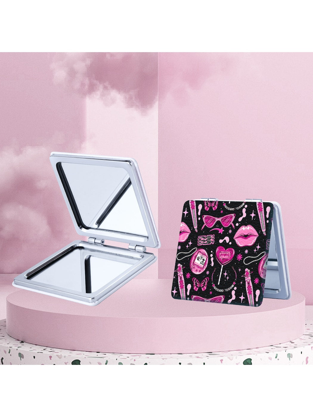 Mirroray - PU Case Square Portable Makeup Touch-Up Mirror