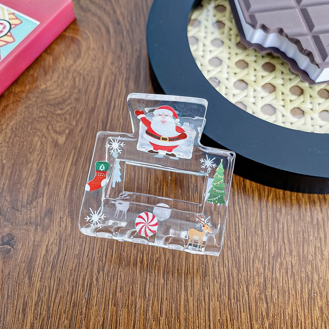 Beau - Christmas Theme Print Openwork Claw Clip