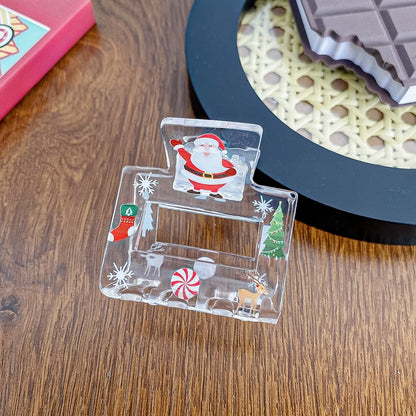 Beau - Christmas Theme Print Openwork Claw Clip