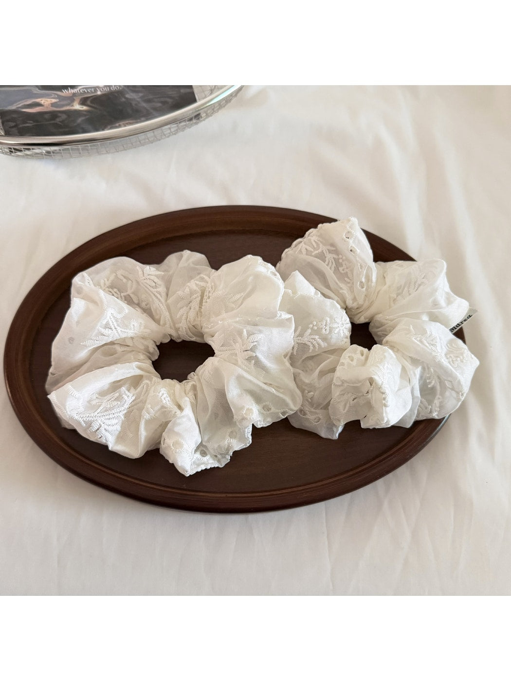 Gifty - Floral Cutout Embroidered Polyester Scrunchie