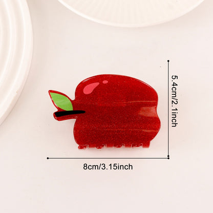 Beau - Apple and Cat Shape Glitter Claw Clip
