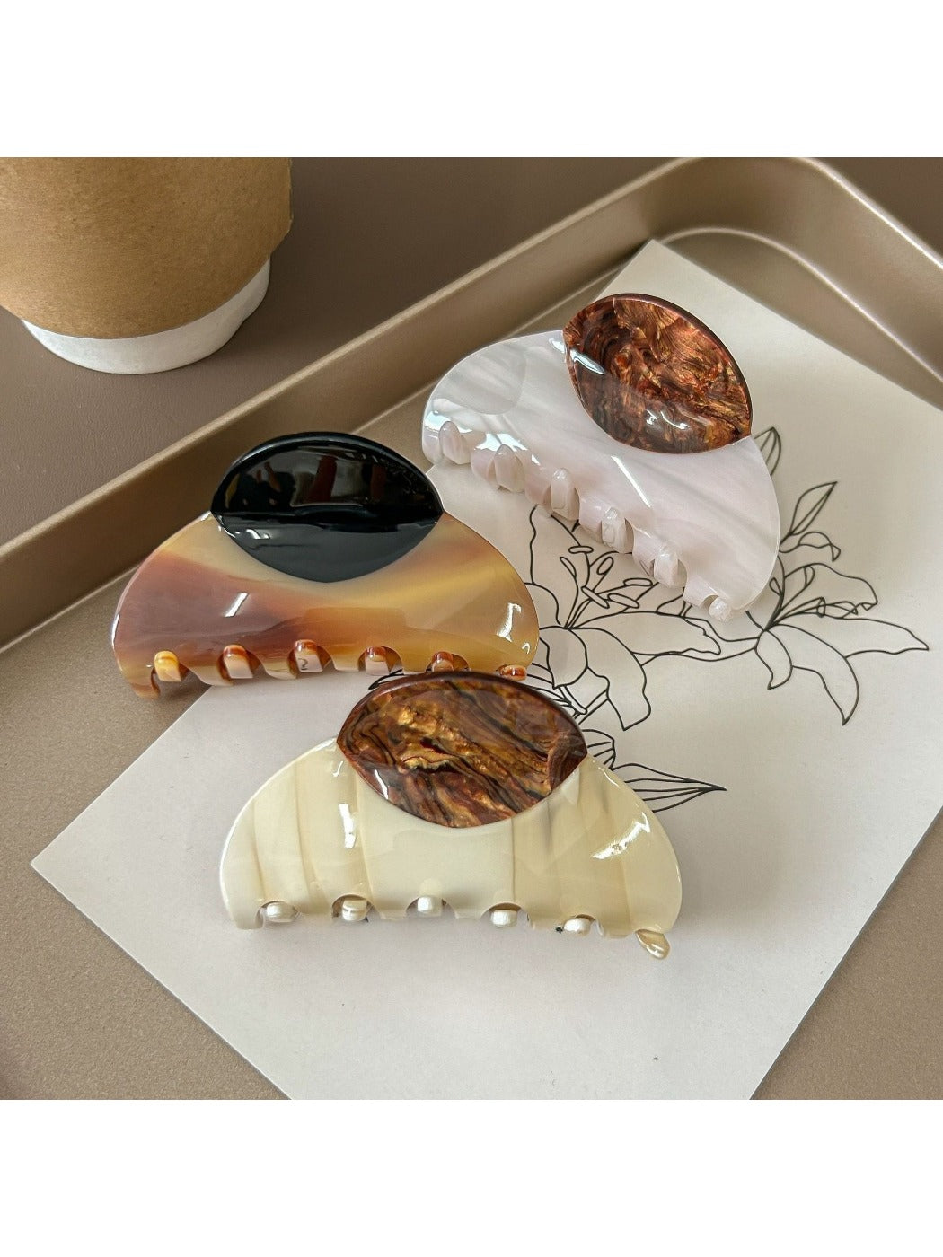 Beau - Retro Color Block Hair Claw Clip