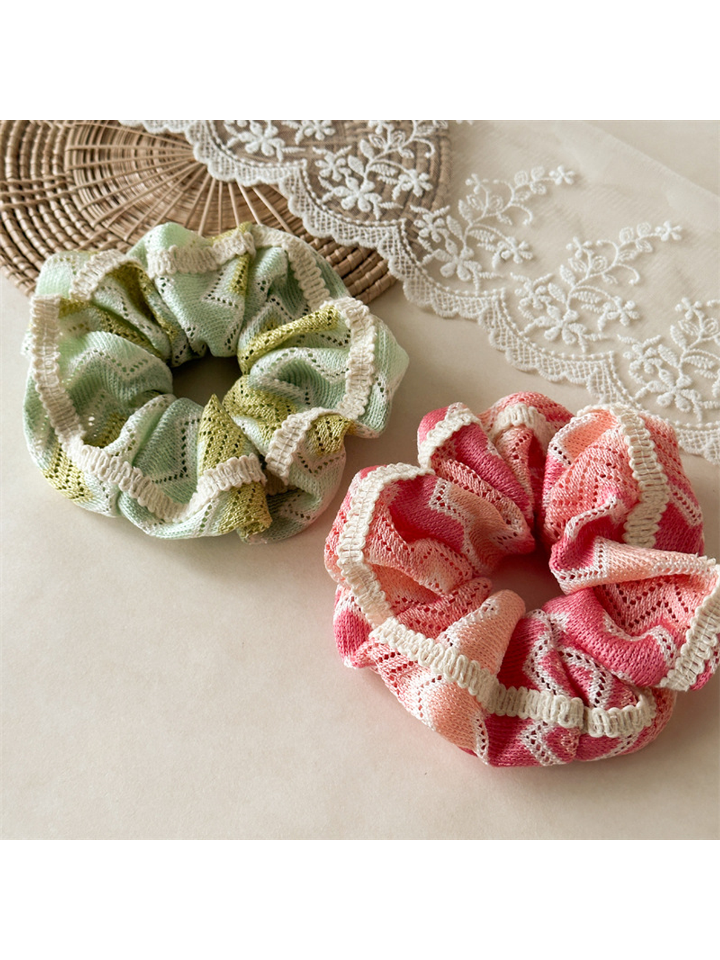 Gifty - Large Ruffled Openwork Detail Scrunchie