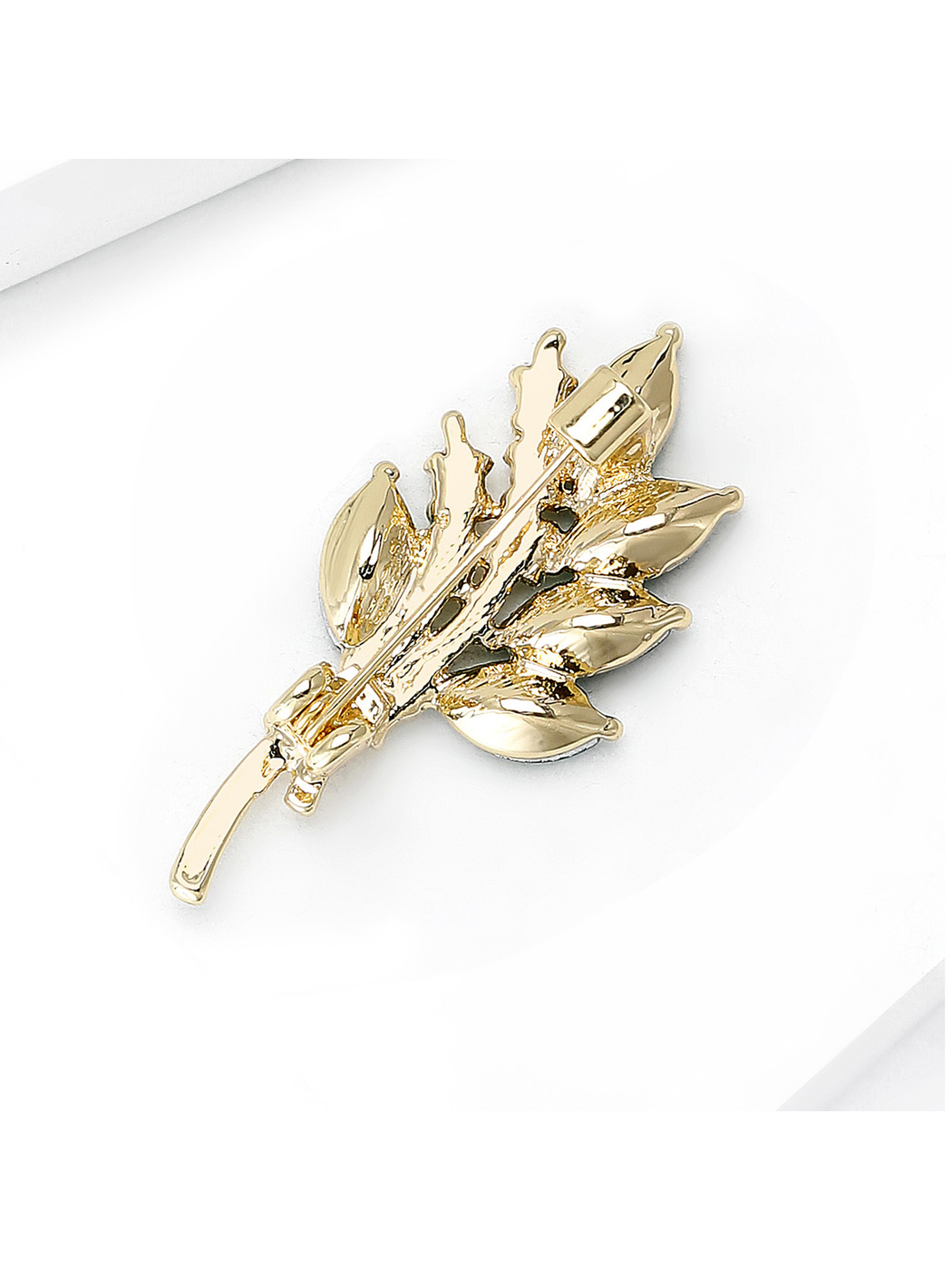 Brovia - Rhinestone Olive Branch Floral Alloy Brooch