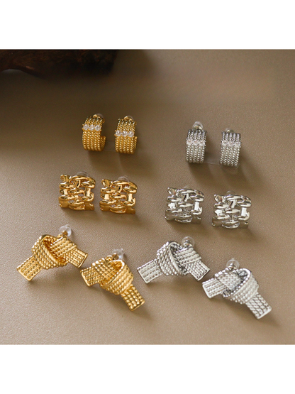 Earedge - Textured Knot Design Fashion Stud Earrings