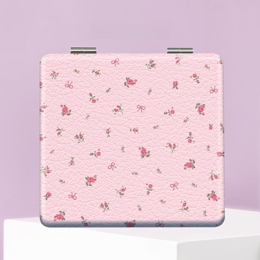 Mirroray - Foldable Floral PU Leather Makeup Mirror