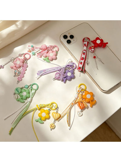 Keypus - PVC Flower Charm Woven Cord Bag Keychain