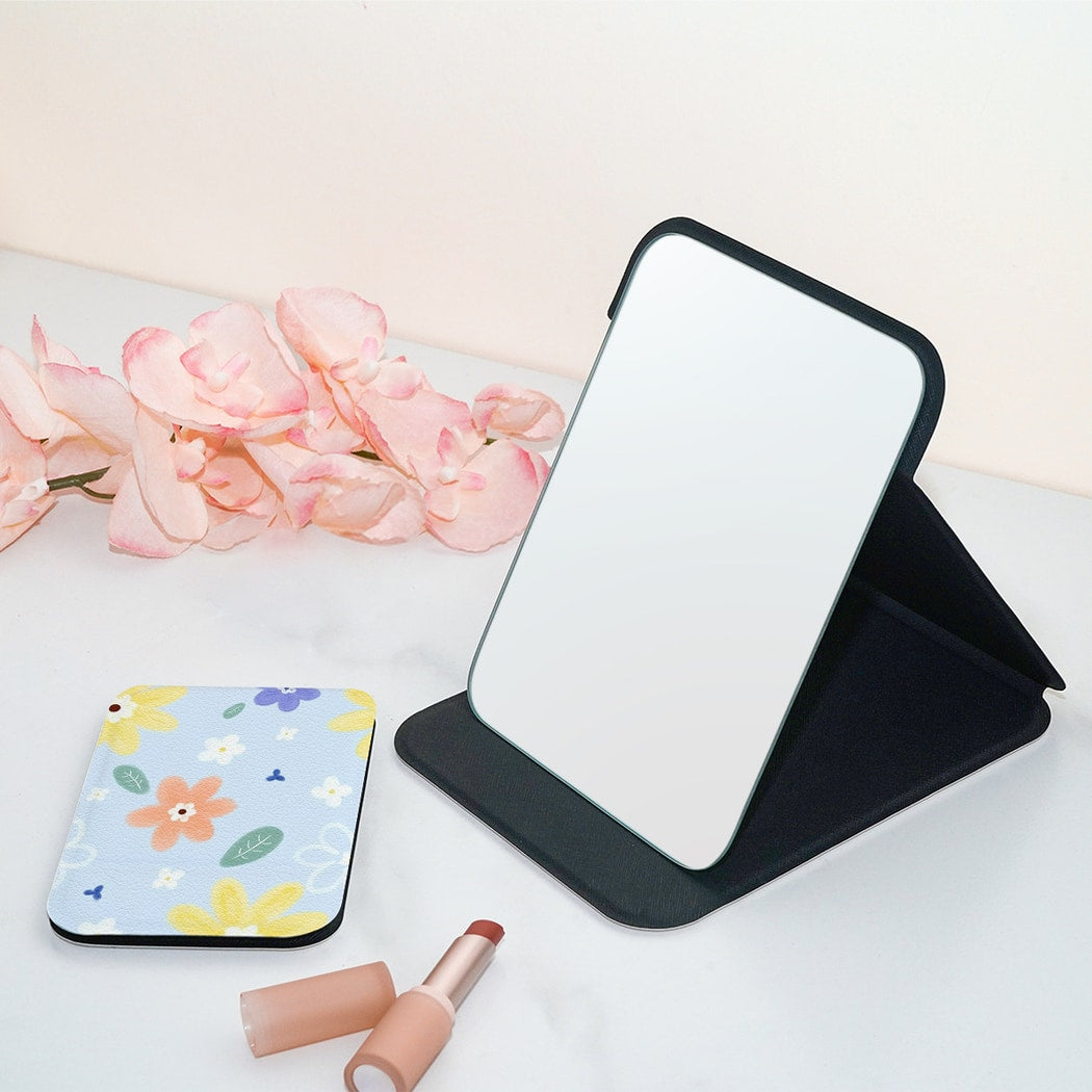 Mirroray - Floral Print Double-Sided Print Folding Makeup Mirror