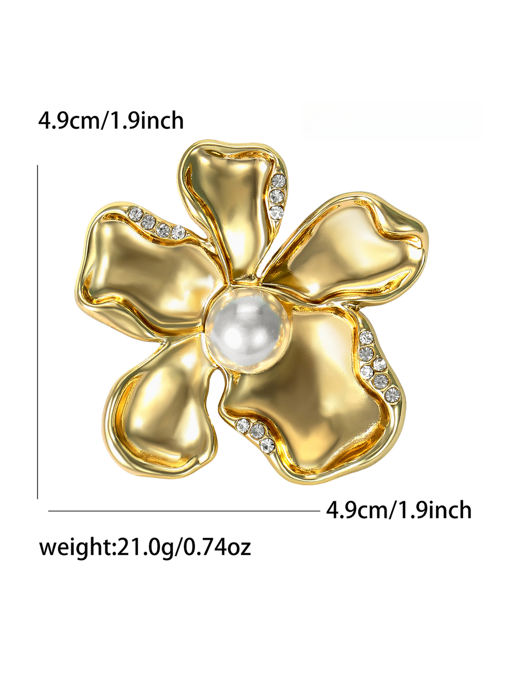 Brovia - Smooth Flower Detail Alloy Brooch Pin