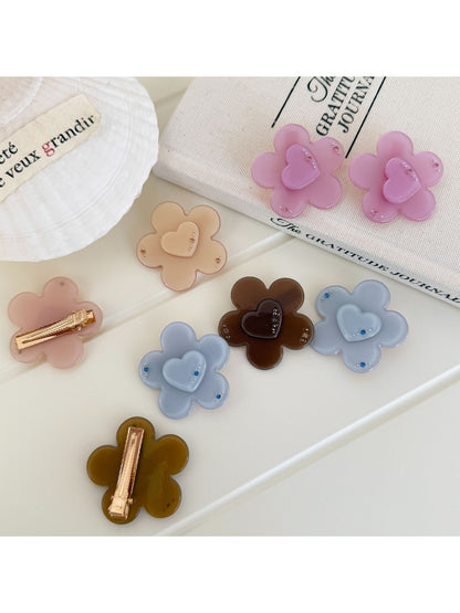 Beau - Sweet Flower Heart Design Duckbill Hair Clip