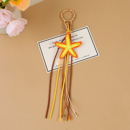 Keypus - Starfish Tassel Bag Charm Alloy Keychain