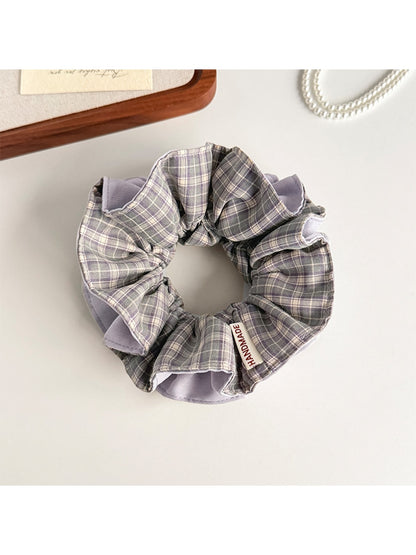 Gifty - High Elastic Plaid Fabric Scrunchie