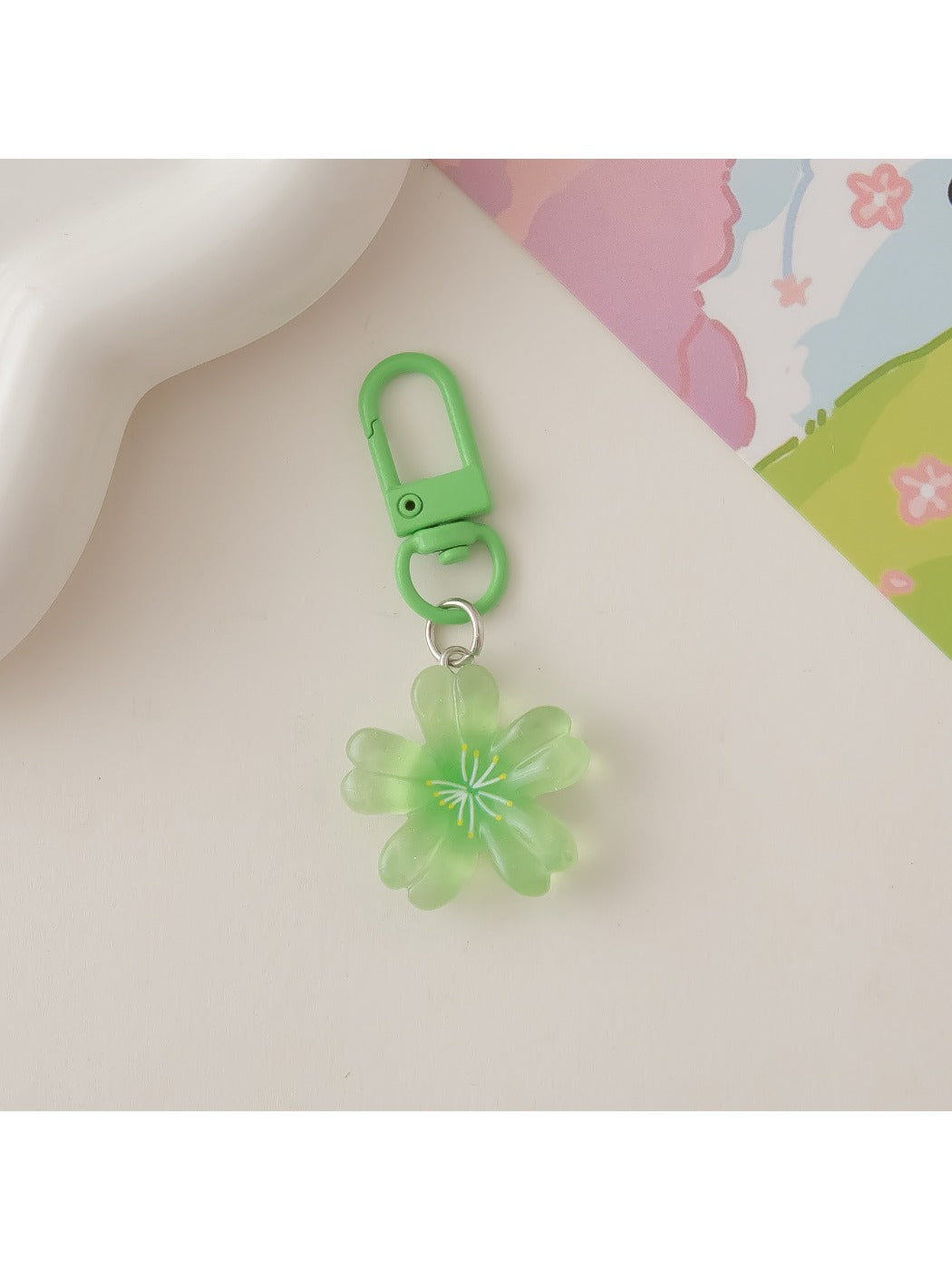 Keypus - Cute Solid Color Cherry Blossom Keychain