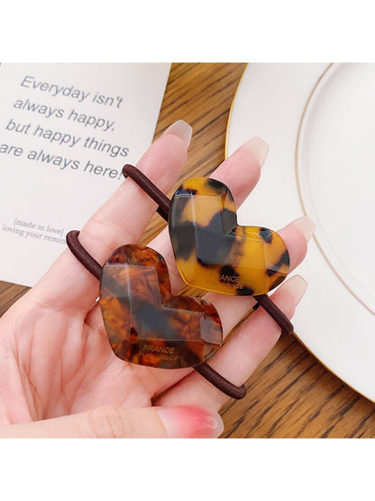 Gifty - Candy Color Heart Acetate Hair Ties Ponytail