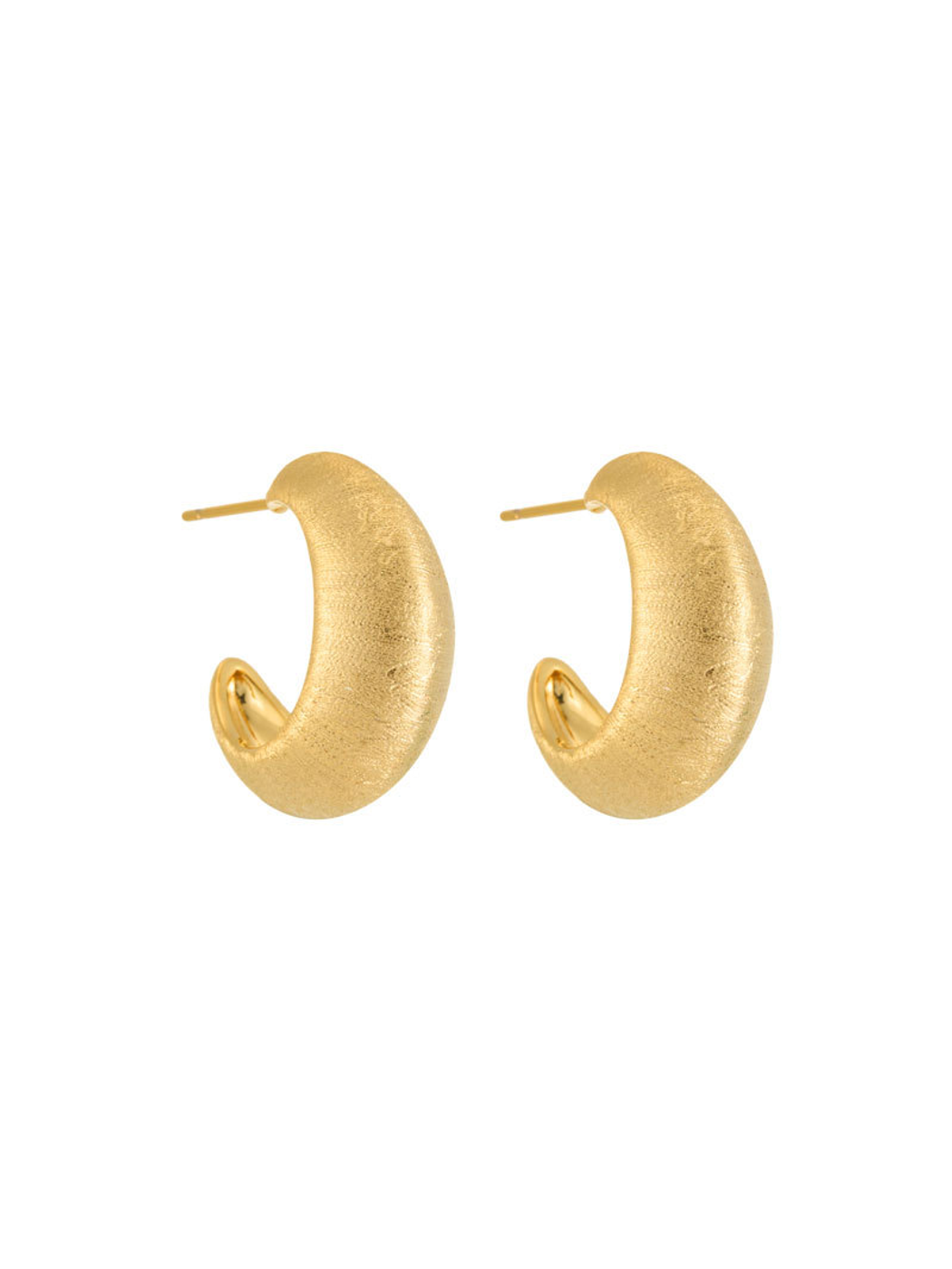 Earedge - Brushed C Shape Geometric Alloy Stud Earrings