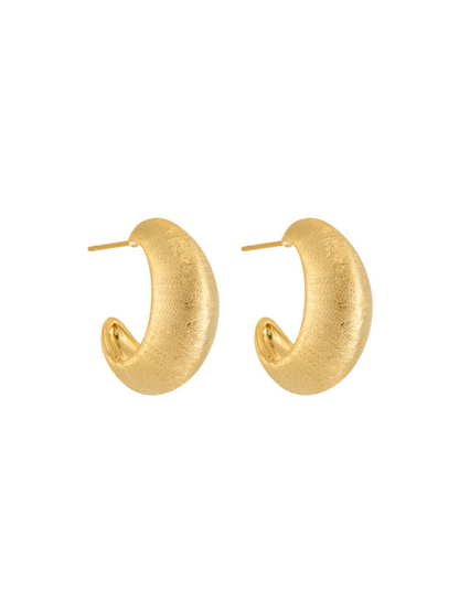 Earedge - Brushed C Shape Geometric Alloy Stud Earrings